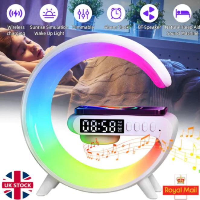 Smart G Lamp Bluetooth Speaker Wireless Charger RGB Alarm Clock - Pioneer Gadgets