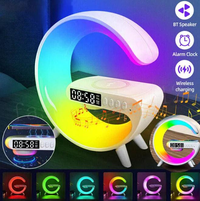 Smart G Lamp Bluetooth Speaker Wireless Charger RGB Alarm Clock - Pioneer Gadgets