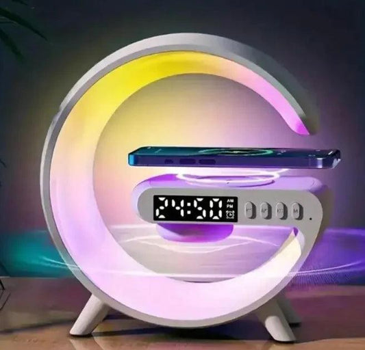 Smart G Lamp Bluetooth Speaker Wireless Charger RGB Alarm Clock - Pioneer Gadgets